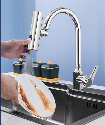 Kitchen Faucet Head Replacement, 3-Function Kitchen Faucet Sprayer Head , 360° Swivel Anti -Splash Faucet Spray Nozzle, M22 Female Thread Spray Head for Kitchen Faucet
