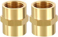 METALLIXITY 2PCS 3/8" NPT FeMale x 3/8" NPT FeMale Thread Brass Coupling | Brass Pipe Fittings, Coupler Hex Head Adapter for Water Line, Tub Spout/Shower Head