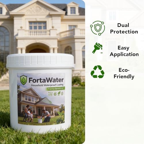 Fortawater Waterproof Patch & Sealant Coating - Water-Based, Low Odor Formula - Milky White Leak Repair for Shower, Roof, Grout, Concrete, and Tiles (1kg/35oz)