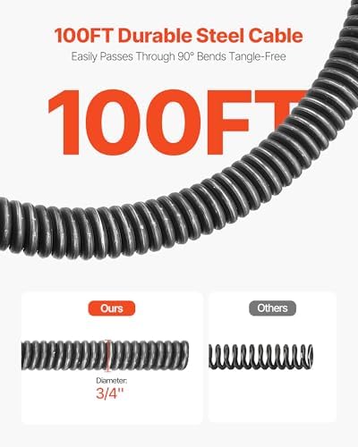 VEVOR Drain Cleaner Machine 100 FT x 3/4 Inch Auto Feed Sewer Snake Auger