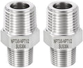 METALLIXITY 2PCS 1/2" MNPT x 3/8" MNPT Thread SUS304 Hex Nipple Adapter | Male Straight Extension Adapters, 304 Stainless Steel Pipe Fittings for Water Line, Tub Spout/Shower Head