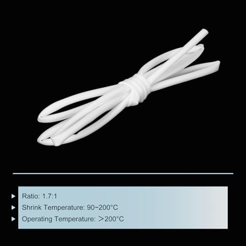 MECCANIXITY Silicone Heat Shrink Tubing 1.7:1 Ratio 9/64"（3.5mm) ID x 11/64"（4.5mm) OD 3.28ft(1m) Silicone Rubber Hose Insulation Sleeve for Automotive Wiring Marine, White