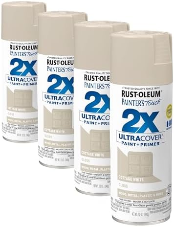 Rust-Oleum 334040 Painter's Touch 2X Ultra Cover Spray Paint, 12 oz, Gloss Cottage White (Pack of 4)