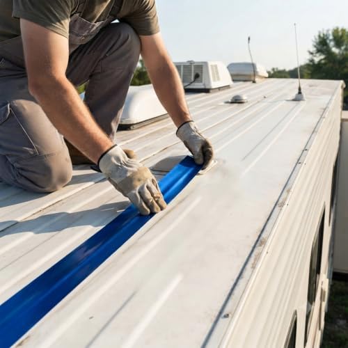 Waterproof Blue Butyl Tape, Pool Cover Repair Tape 6 in x 16ft | Self Adhesive Leak Proof Sealant Tape, Heavy Duty, for RV Roof Repair, Camper Roof Crack, Pool Liner Patch, Pipe Leak