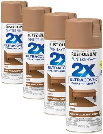 Rust-Oleum 334076 Painter's Touch 2X Ultra Cover Spray Paint, 12 oz, Satin Nutmeg (Pack of 4)