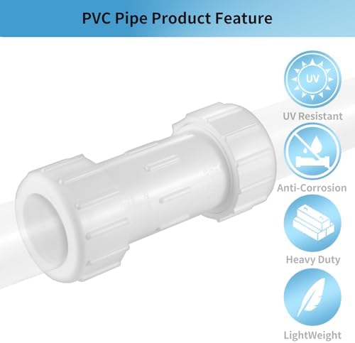 LESSO 1 Inch PVC Compression Coupling, 2PCS, NSF White
