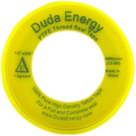 Duda Energy 5 Rolls of 1" x 260" Yellow Teflon Thread Seal Tape 1.2g/cm³, 89 Micron / 3.5 Mil, Pipe Sealant