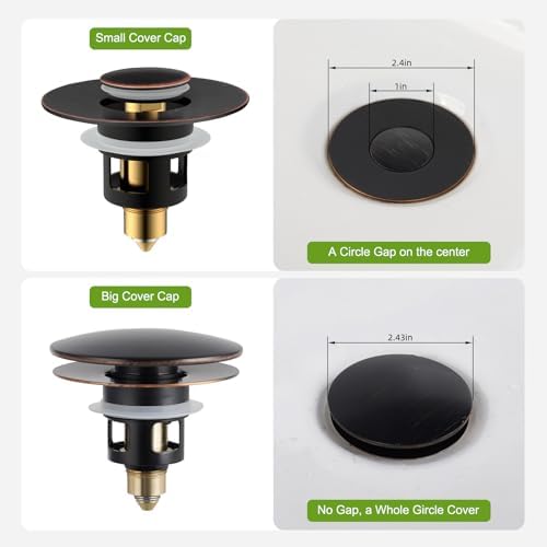 Universal Bathroom Sink Drain Stopper Strainer, 2PCS, Oil Rubbed Bronze
