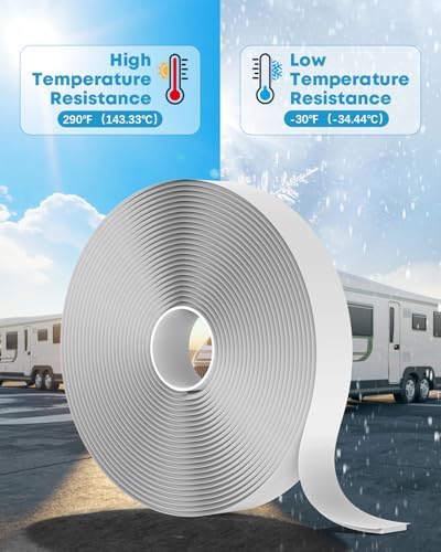 Kohree Butyl Tape White 2 Pack, 1/8" x 3/4" x 30 ft, Butyl Sealant Tape | RV Putty Rubber Seal Tape Leak Proof for RV Repair, Window, Boat Sealing