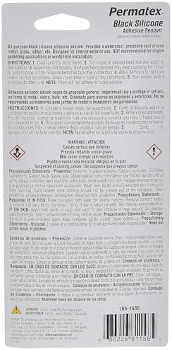 Permatex 81158 Black Silicone Adhesive Sealant, 3 oz. Tube, Pack of 2