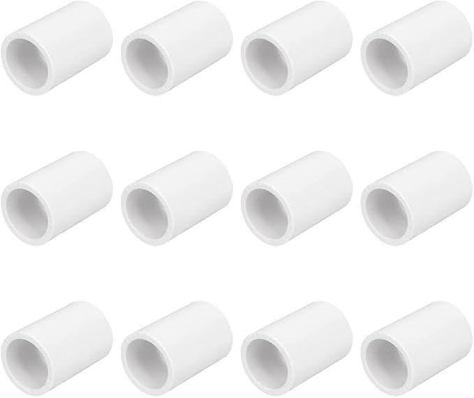 12PCS 1/2 Inch White PVC Pipe Coupling Adapter Pipe Fittings Slip Socket Connectors for Sprinkler, Drip Irrigation System, Pipes Extension HE050-1/2