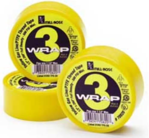 Three Pack - Mill-Rose WRAP 3 Yellow Gas Line PTFE Thread Tape, 1/2 Inch x 260 Inch, Full Density, PFOA Free, UL Listed