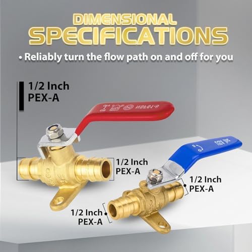 8 PCS Foskan 1/2" PEX A Expansion Shut-off Ball Valves with Drop Ear