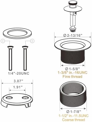 Wellup Bathtub Tub Drain Kit,Bathtub Drain Overflow Trim with 2 Hole Black