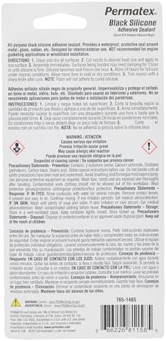 Permatex 81158 Black Silicone Adhesive Sealant, 3 oz. Tube, Pack of 2