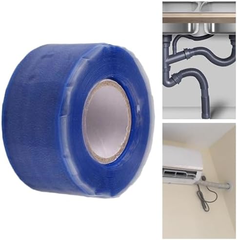 Self Fusing Silicone Tape Waterproof Self Fusing Strip Repair Tape Leakproof Pipe Seal Tape Silicone Material Suitable for Plumbin, Blue
