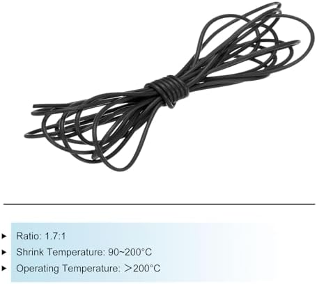 MECCANIXITY Silicone Heat Shrink Tubing 1.7:1 Ratio 3/64"(1mm) ID x 5/64"(2mm) OD 9.8ft Silicone Rubber Hose Insulation Sleeve for Automotive Wiring Marine, Black