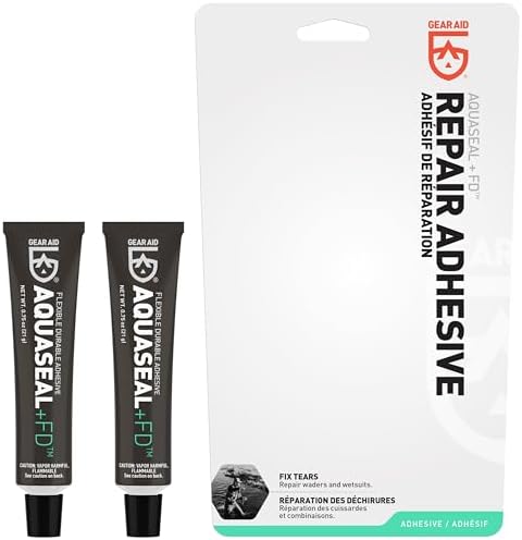 GEAR AID Aquaseal FD Flexible Durable Repair Adhesive for Fixing Tears and Holes in Waders, Wetsuits, PVC Inflatables, Vinyl and Outdoor Gear, Dries Clear, 0.75 oz, 2 Pack