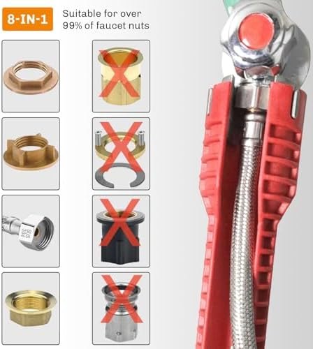 8-in-1 Faucet and Sink Wrench, Universal Basin Wrench for Tight Spaces