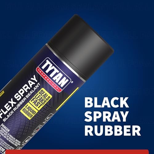 TYTAN Professional Flex Spray 11.3 oz Waterproof Rubberized Sealant Coating, Black – Flexible Leak Repair Spray for Roofs, Gutters, RVs, Pipes, Foundations & Cracks (6 Pack)