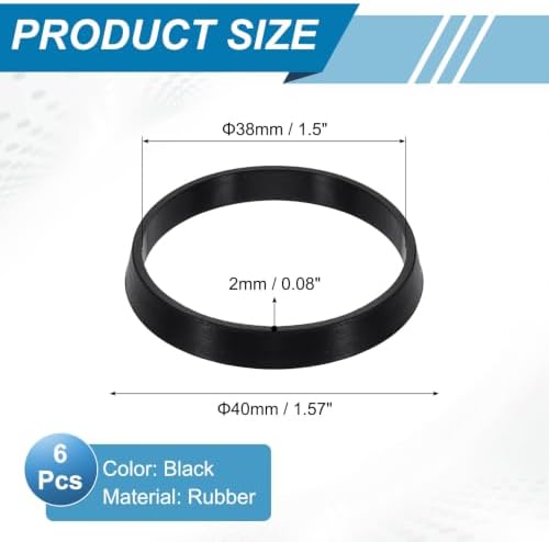 uxcell 6 Pcs Rubber Washers, 40mm/1.57" Rubber O Ring Seals Gasket Washers for 1 1/2 Inch Drain Pipe Sink Drains for Seals Repair Shower Hose Faucet Shower Head, Black