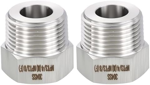 METALLIXITY 2PCS 3/4" MNPT x 3/8" FNPT Thread SUS304 Hex Bushing Extension | 304 Stainless Steel Pipe Fittings, Tube Adapters Convert for Water Line, Tub Spout/Shower Head