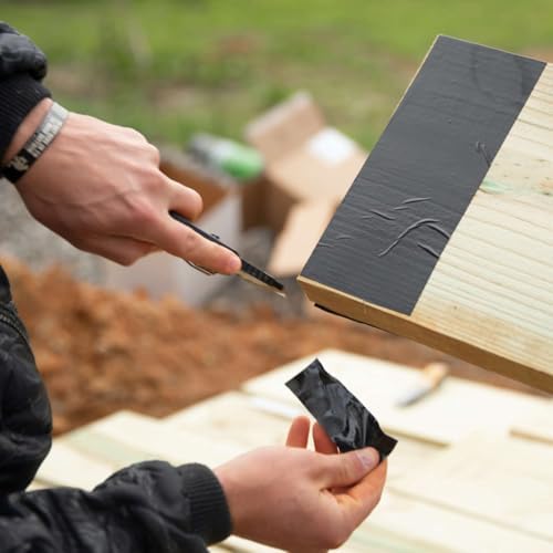 FrogTape Pro Grade Deck and Joist Flashing Tape - 12 Inch Width (12 in. x 50 ft) - All Weather & UV Resistant Linerless Tape for Decking, Wood, Beams with Advanced Acrylic Adhesive - 13 mils - Black