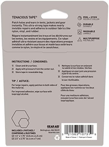 GEAR AID Tenacious Tape Hex Repair Patches, 2.5" & 1.5", Clear, 8 Count | Pre-Cut Peel-and-Stick Repair Patches for Fixing Holes, Tears and Burns in Jackets, Tents, Sleeping Bags and Gear