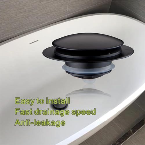Bathtub Drain Stopper Pop Up Universal - Black Replacement