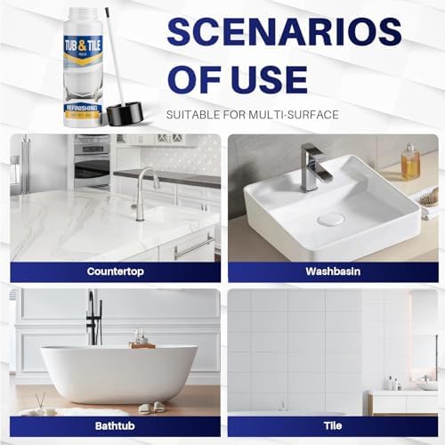 Tub and Tile Paint, 1.05oz Bathtub Paint Kit for Bathroom, Repair Any Scratches & Chips on Porcelain Ceramic Enamel Tiles, Sinks and Toilets