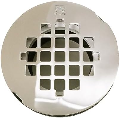 Westbrass D206P-05 2" No-Caulk PVC Compression Shower Drain with 4-1/4" Round Grid Cover, Polished Nickel