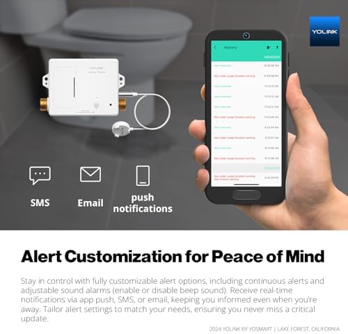 YoLink LeakStop 1-Channel for Toilets/Sinks, Auto Shutoff Valve & Leak Detector, Real-Time Monitoring, LoRa Long-Range, 2 AA Up to 5-Year Battery, App/SMS/Email Alerts – Hub Included