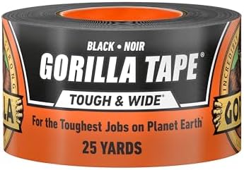 Gorilla Tough & Wide Heavy Duty Duct Tape, Black, 2.88" x 25 yd, 1-Pack