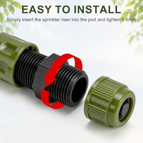 M METERXITY 5-Pack Head Pipe Riser, Plastic 1/2 to 1/2 Male G Double Male Pipe Thread Head with Sealing Tape for Garden/Lawn/Irrigation System [Black]