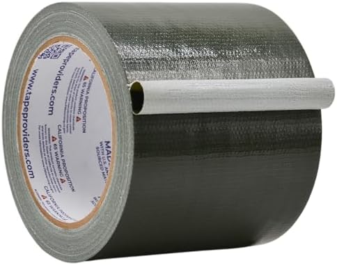 WOD DTC10 Advanced Strength Industrial Grade Olive Drab Duct Tape, 4 inch x 60 ft. Waterproof, UV Resistant For Crafts & Home Improvement