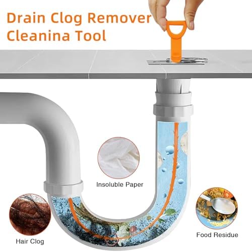 Drain Clog Remover, 25.2inch Flexible Long Pipe Snake Hair Clogs Catcher Cleaner Tool for Toilet, Kitchen Sink, Bathroom Tub, Sewer Drain