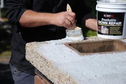 ChimneyRx 300014 Brushable Chimney Crown Repair – Elastomeric & Waterproof Coating for Crowns & Masonry - Fast-Setting & Long-Lasting Protection Crack & Leak Prevention - 2 Gallon