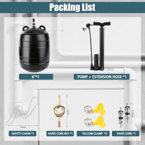 6 Inch Inflatable Pipe Plug Kit with Hand Pump and Safety Chain