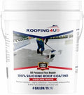 All-Purpose Flex Repair 100% Silicone Roof Sealant | Premium Waterproof Coating, Primer-Free, UV-Resistant, Long-Lasting Protection Against Leaks (Cooling White) (‎Cooling White, 4 Gallon)