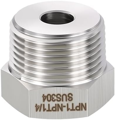 METALLIXITY 1PCS 1" MNPT x 1/4" FNPT Thread SUS304 Hex Bushing Extension | 304 Stainless Steel Pipe Fittings, Tube Adapters Convert for Water Line, Tub Spout/Shower Head