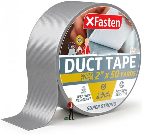 XFasten Super Strong Duct Tape, Gray/Silver, 2-Inch x 50 Yards, 11mil | Waterproof and UV-Resistant Heavy-Duty Duct Tape | All Weather Duct Tape for Packing, Patch, and Outdoor Repairs