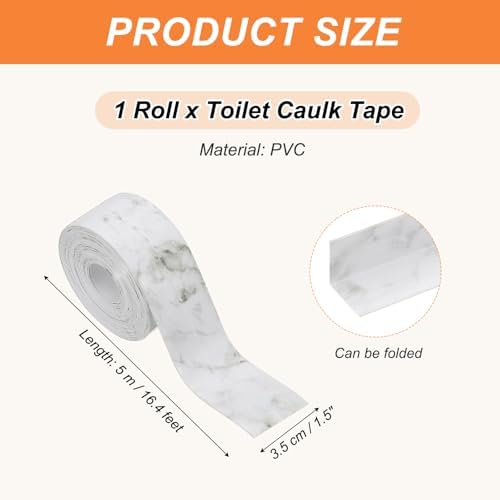 PATIKIL Caulk Tape Waterproof Self Adhesive, PVC Toilet Caulking Sealant Strip Bathtub Caulk Sealing Strip Tape for Bathroom Kitchen Countertop, Slate Stone Pattern (1.5 Inch x 16.4 Ft)
