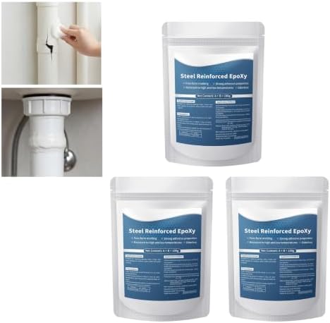RAINPOT Steel Reinforced Epoxy Putty | 100g/3.52oz High Strength Repair Clay for Metal, Wood, Pipes, Tile, Drywall, Waterproof & Heat Resistant, Easy Mix, Durable Hardening, Home & Auto Fix (3Pcs)