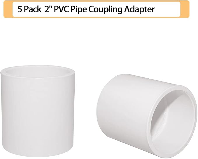 5PCS 2" PVC Pipe Coupling Slip (Socket x Socket) SCH40 White | Connector Adapter Pipe Fitting