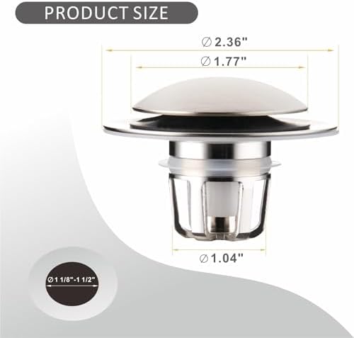 WELLUP Bathroom Sink Stopper,Sink Drain Stopper Pop Up Strainer Brushed