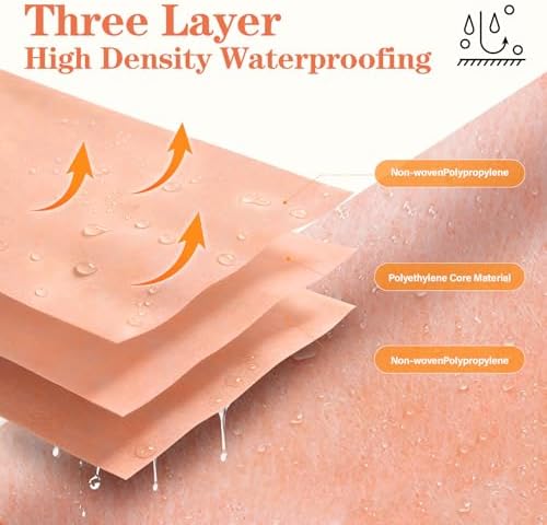 3.3 FTx131.2 FT Waterproof Membrane for Shower, 432.9Sq FT, 24.8 mil Thick, Waterproofing Membrane, Polyethylene Fabric Roll, Easy to Cut for Bathroom, Kitchen, Sauna, Walls and Wet Areas