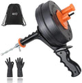 BACOENG 25Ft Drain Auger, Heavy Duty Plumbing Snake with Drill Adapter, Use Manually or Powered for Drain Clog, Shower Sink, Comes with Gloves and Bag (Orange)