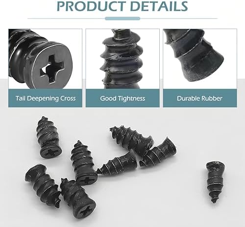60 PCS Tire Repair Rubber Nail, Vacuum Tire Repair Kits Spiral Rubber Screws, Fast Self-Service Tool for Car, Truck, Motorcycle, Tractor Tire Puncture Repair (Black)