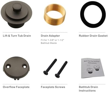 Wellup Tub Drain Bathtub Drain,2 Hole Overflow Trim Kit,Oil Rubbed Bronze