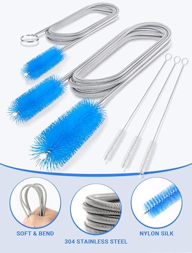 SARDVISA Drain Cleaning Brush, 66 Inch Flexible Pipe Cleaner, 3 Straw Brush